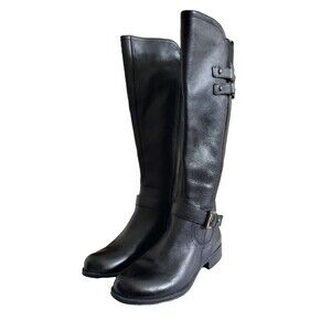 Naturalizer Jackie Knee High Boots, Black Leather, Women's Size 5.5M Wide Calf.